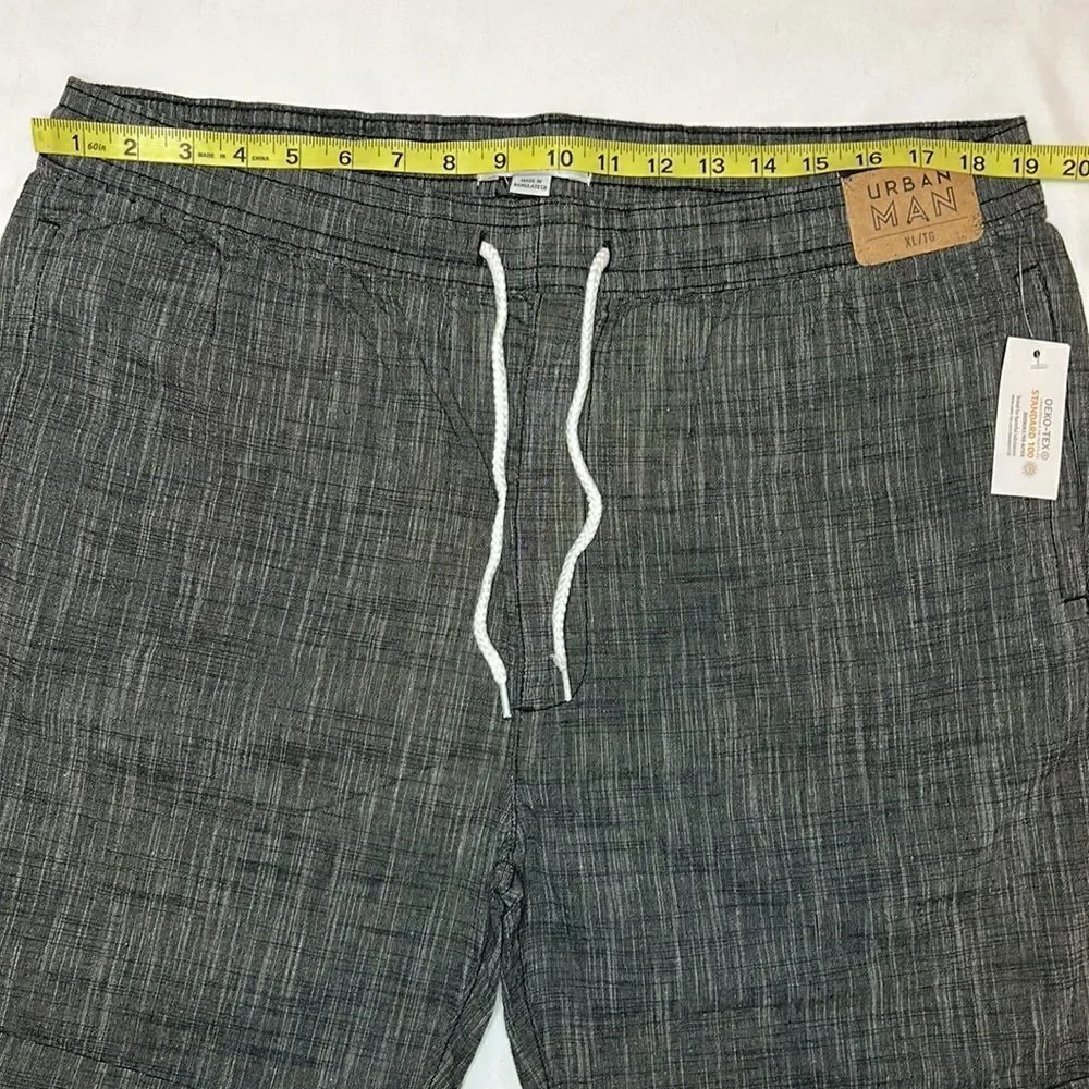 Urban Man Men’s Grey Elastic Waist Drawstring Shorts Size XL